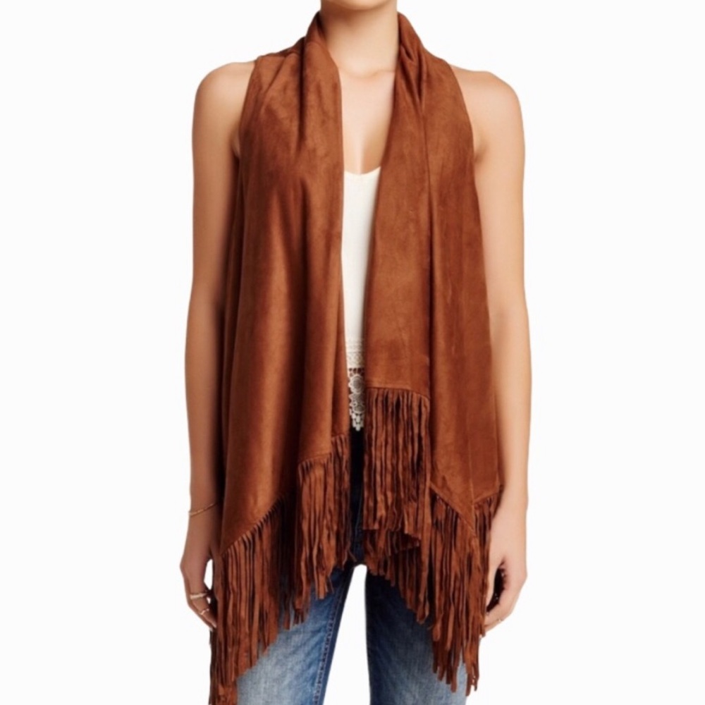 Jolt Faux Suede Fringe Vest